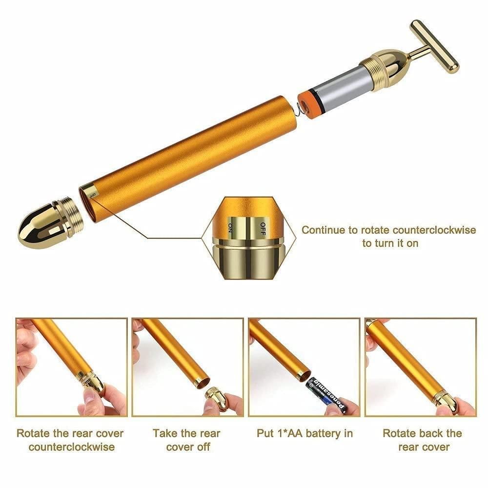 Luxury 24k Gold T-Bar Face Massager